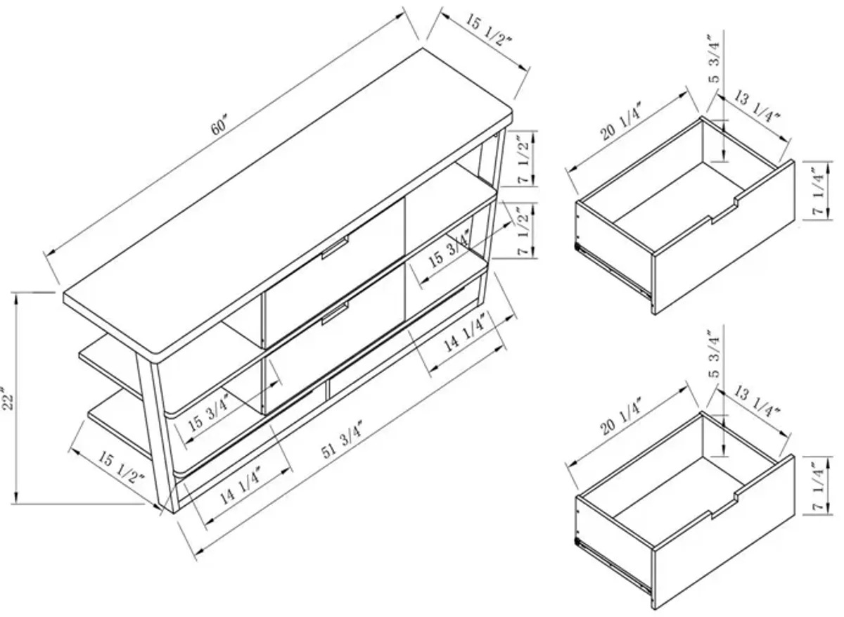 TV Stand With Floating Shelves, Drawers, And Cutout Handles Modern And Functional Design For Entertainment Space - Walnut Brown