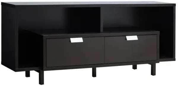 Modern TV Stand With Storage Drawers & Sturdy U Leg Design Melamine Laminate Media Console - Red Cocoa