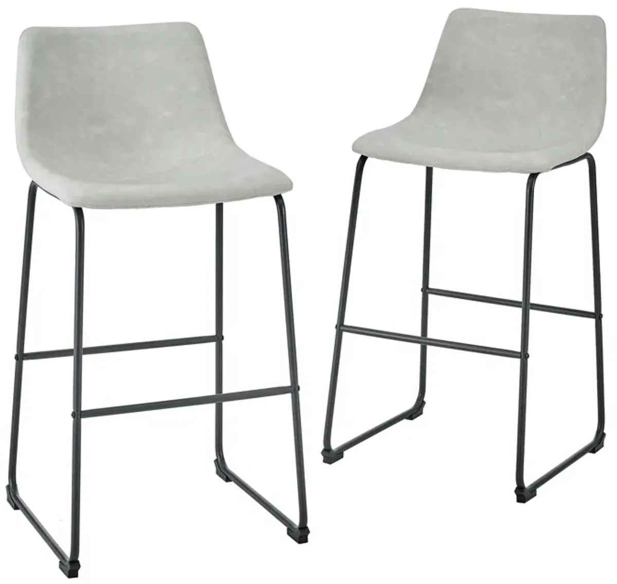 Industrial Faux Leather Bar Stools (Set of 2) - Gray