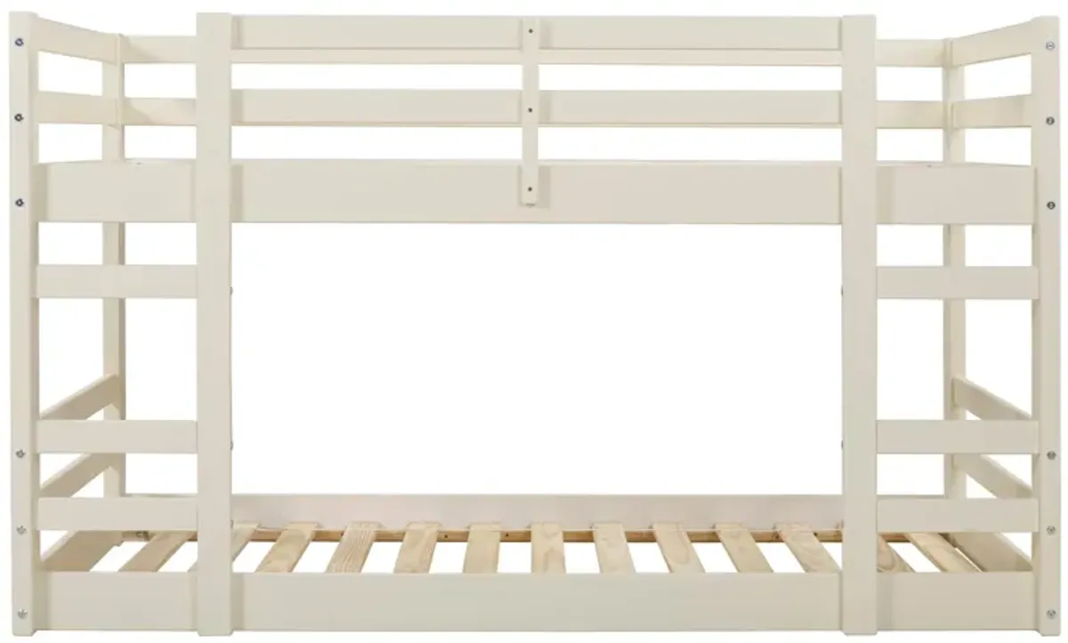 Classic Solid Wood Stackable Twin Over Twin Bunk Bed Frame - White