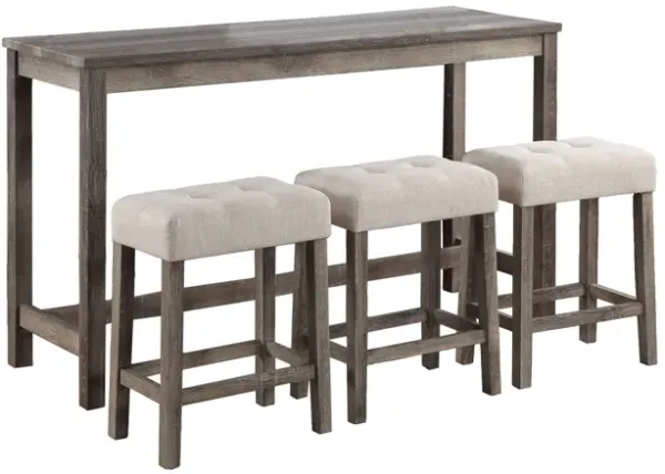 Oriana - 4 Piece Counter Height Pub Table Set With Tufted Stools - Brown / Creamy