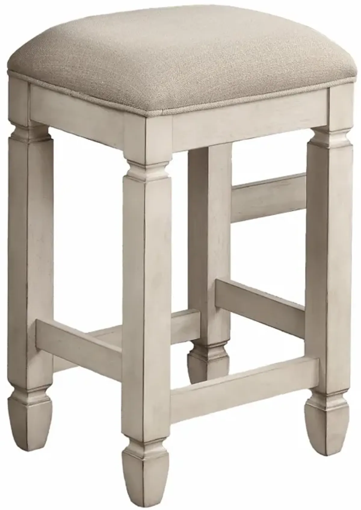 Console Table With 4 Stools - Antique White