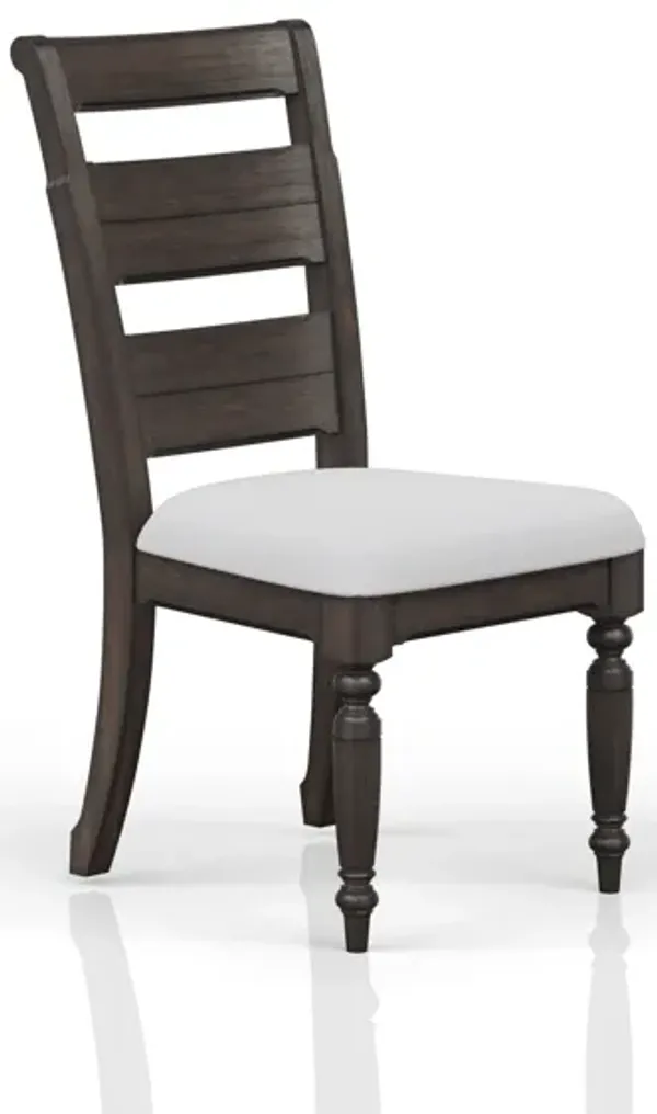 Upholstered Seat Ladderback Side Chair - Coffee
