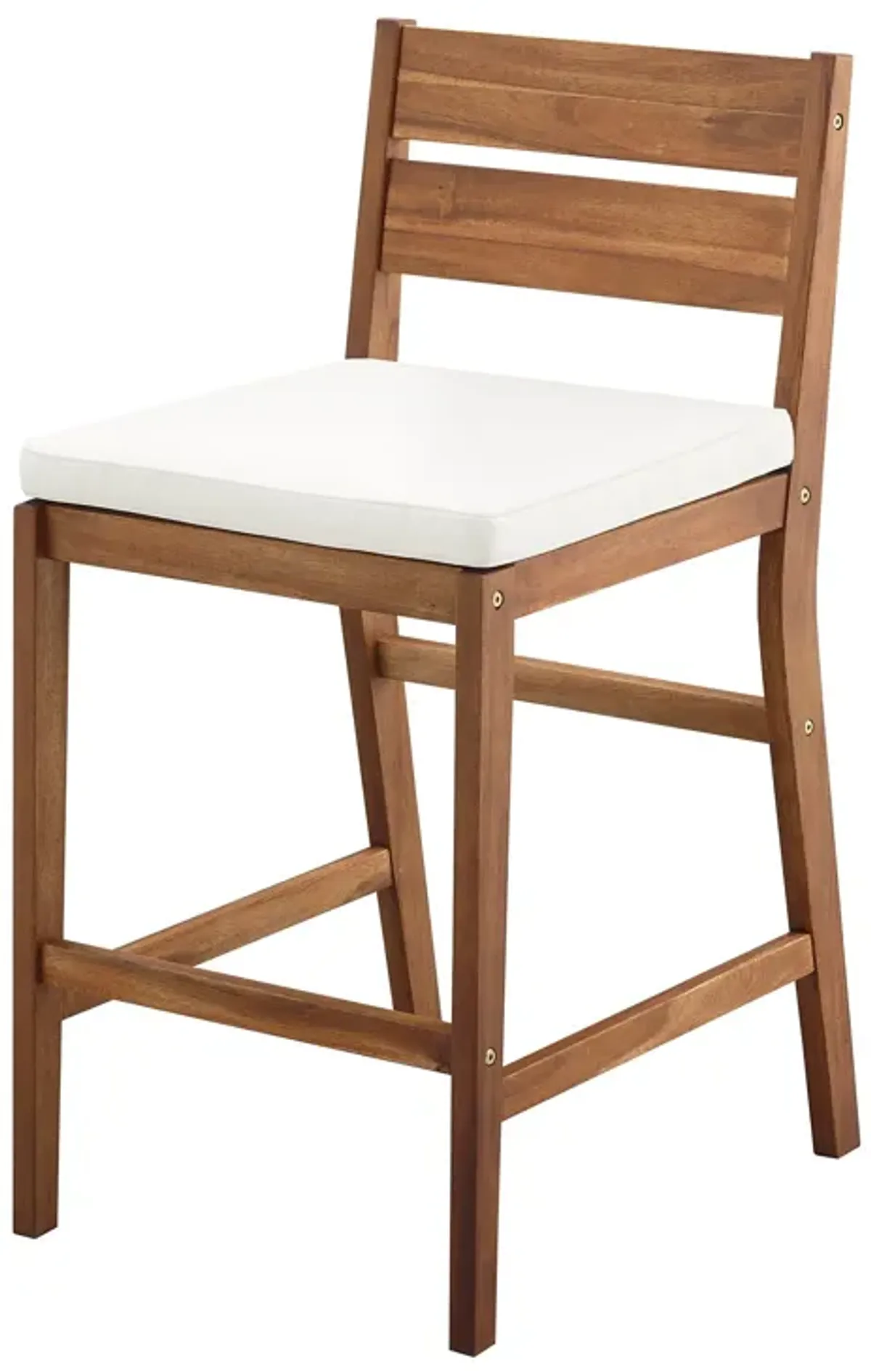 Modern 2 Piece Solid Acacia Wood Counter Stools With Cushion