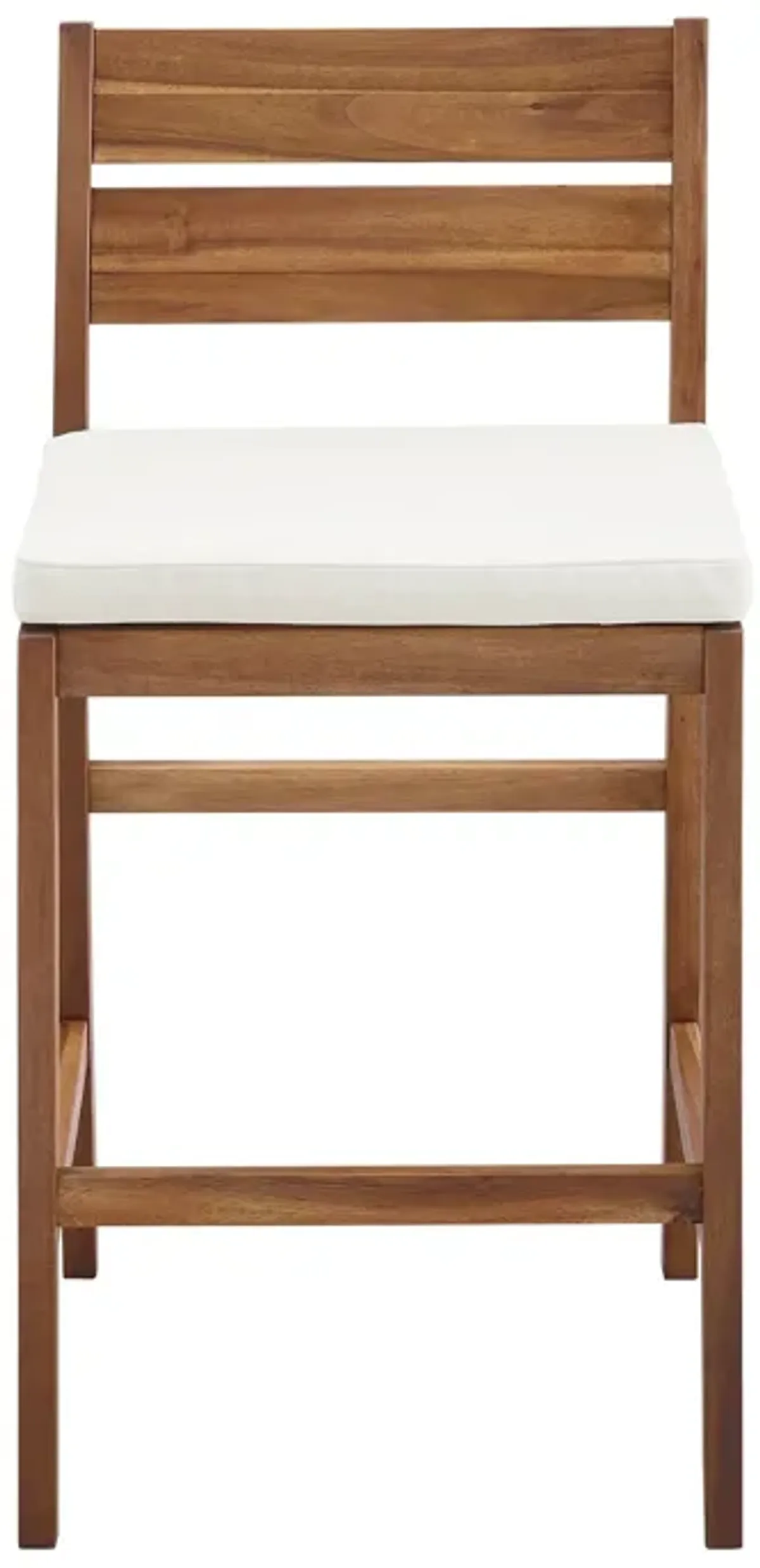 Modern 2 Piece Solid Acacia Wood Counter Stools With Cushion