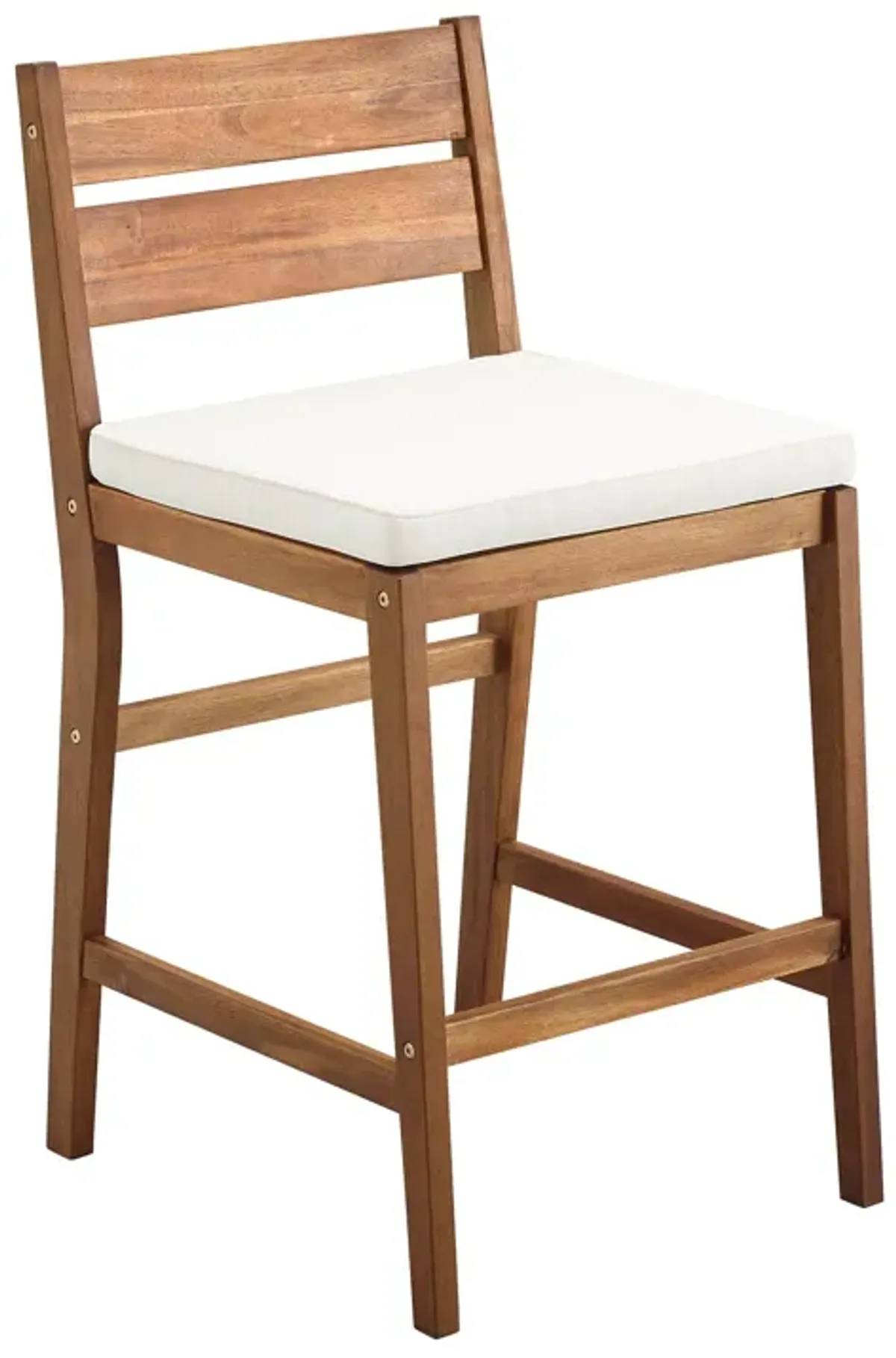 Modern 2 Piece Solid Acacia Wood Counter Stools With Cushion