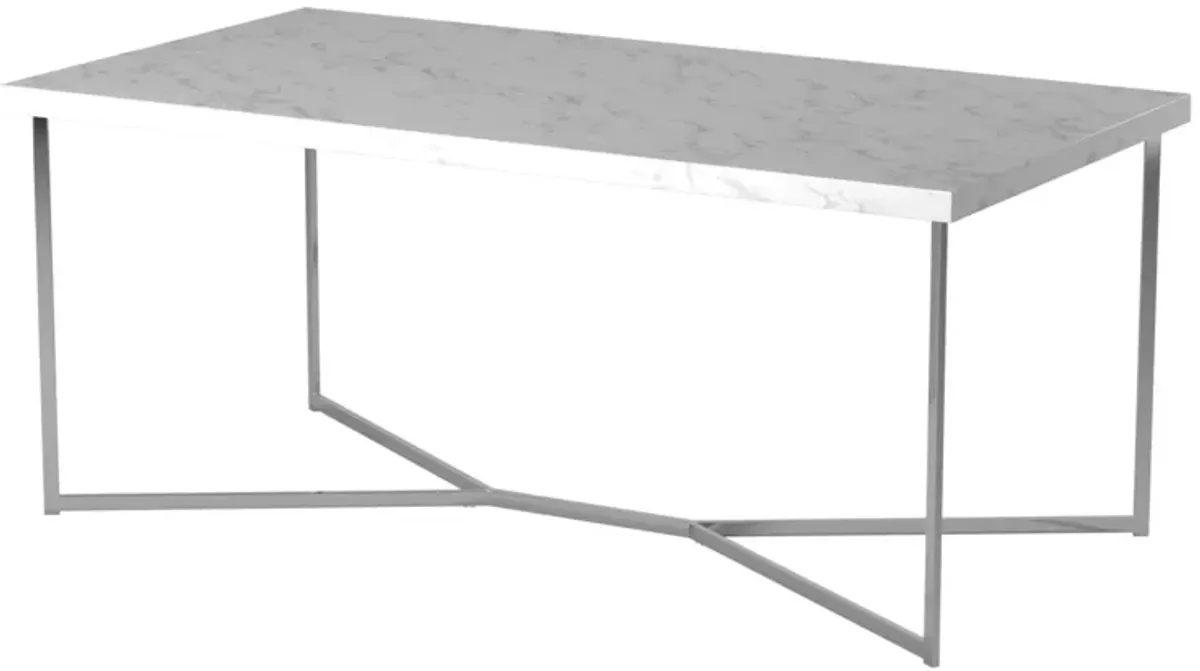 Modern Glam Metal And Faux Marble Coffee Table