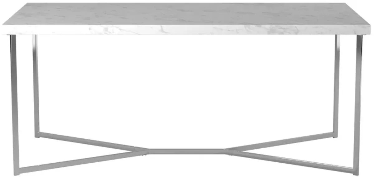 Modern Glam Metal And Faux Marble Coffee Table