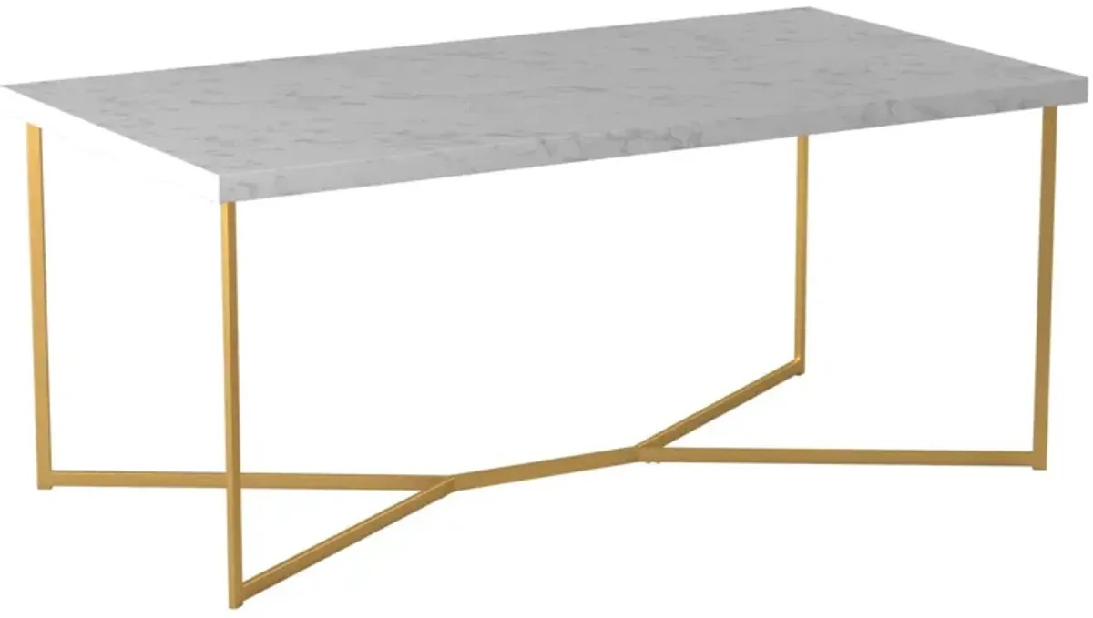 Modern Glam Metal And Faux Marble Coffee Table