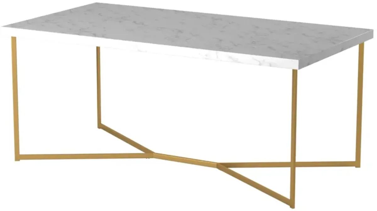 Modern Glam Metal And Faux Marble Coffee Table