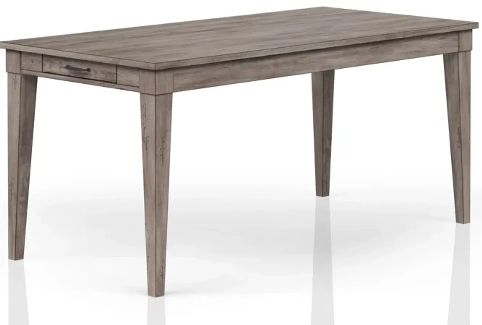 Rustic Dining Table Two Storage Drawers And Leaf - Gray