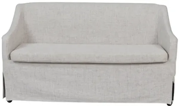Slip Covered Settee With Casters - Beige