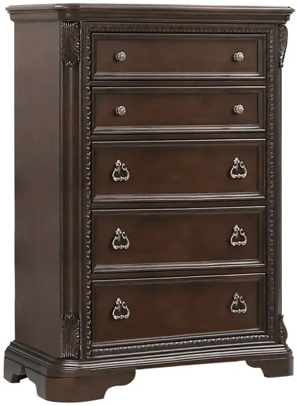 Traditional 5 Drawer Chest - Mahogany