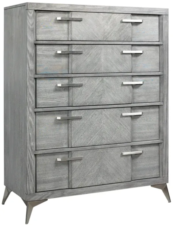 5 Drawer Chest Book Matched Veneers - Gray