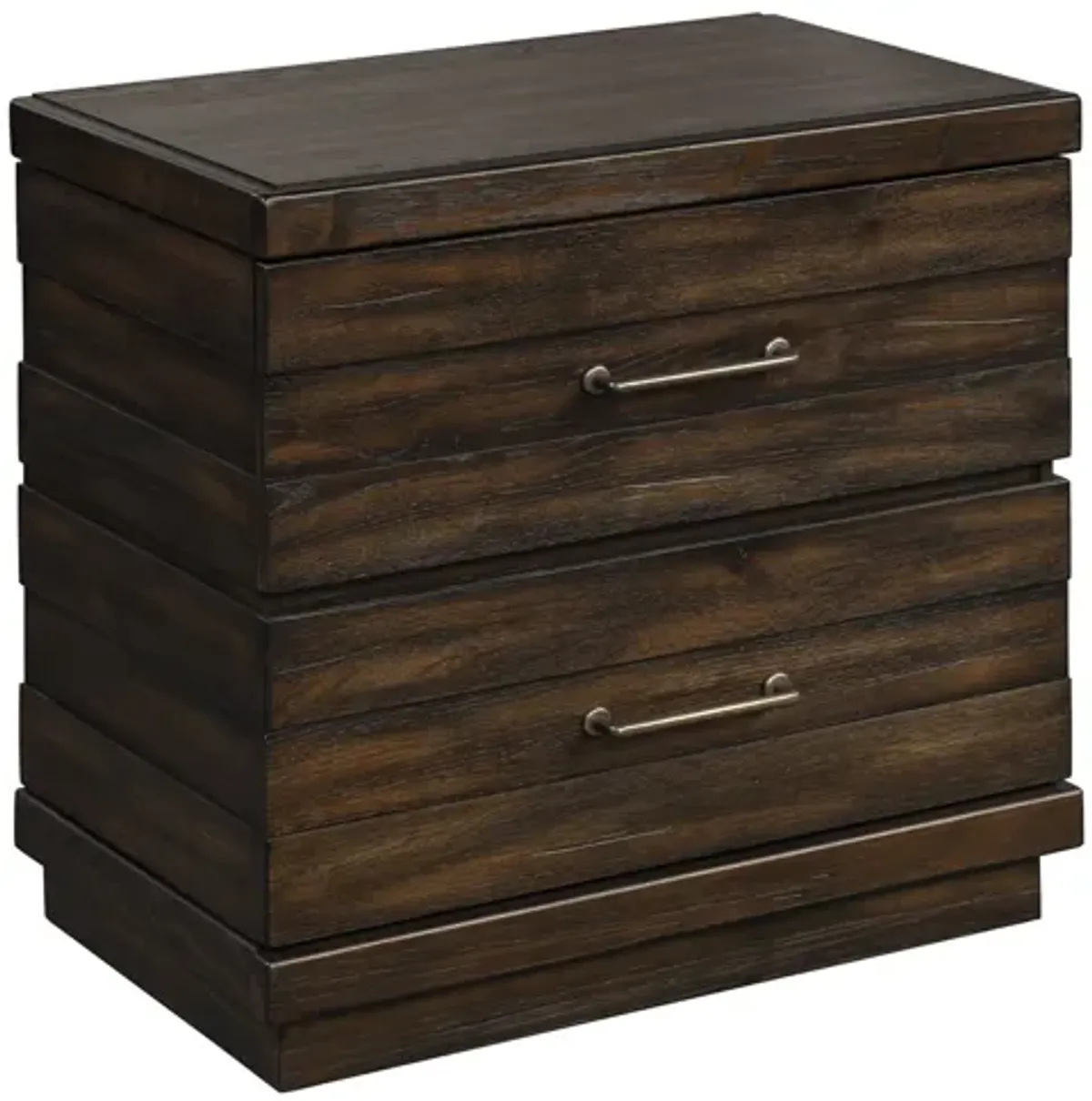 Industrial Farmhouse Designed 2 Drawer Nightstand - Brown