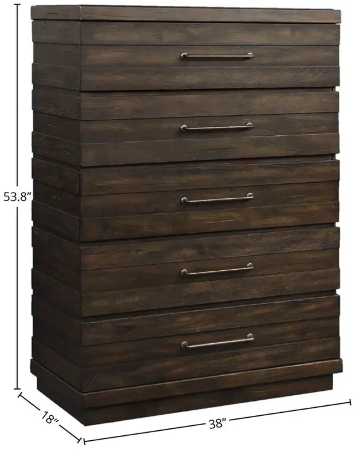 Indutrial Farmhouse 5 Drawer Chest - Brown