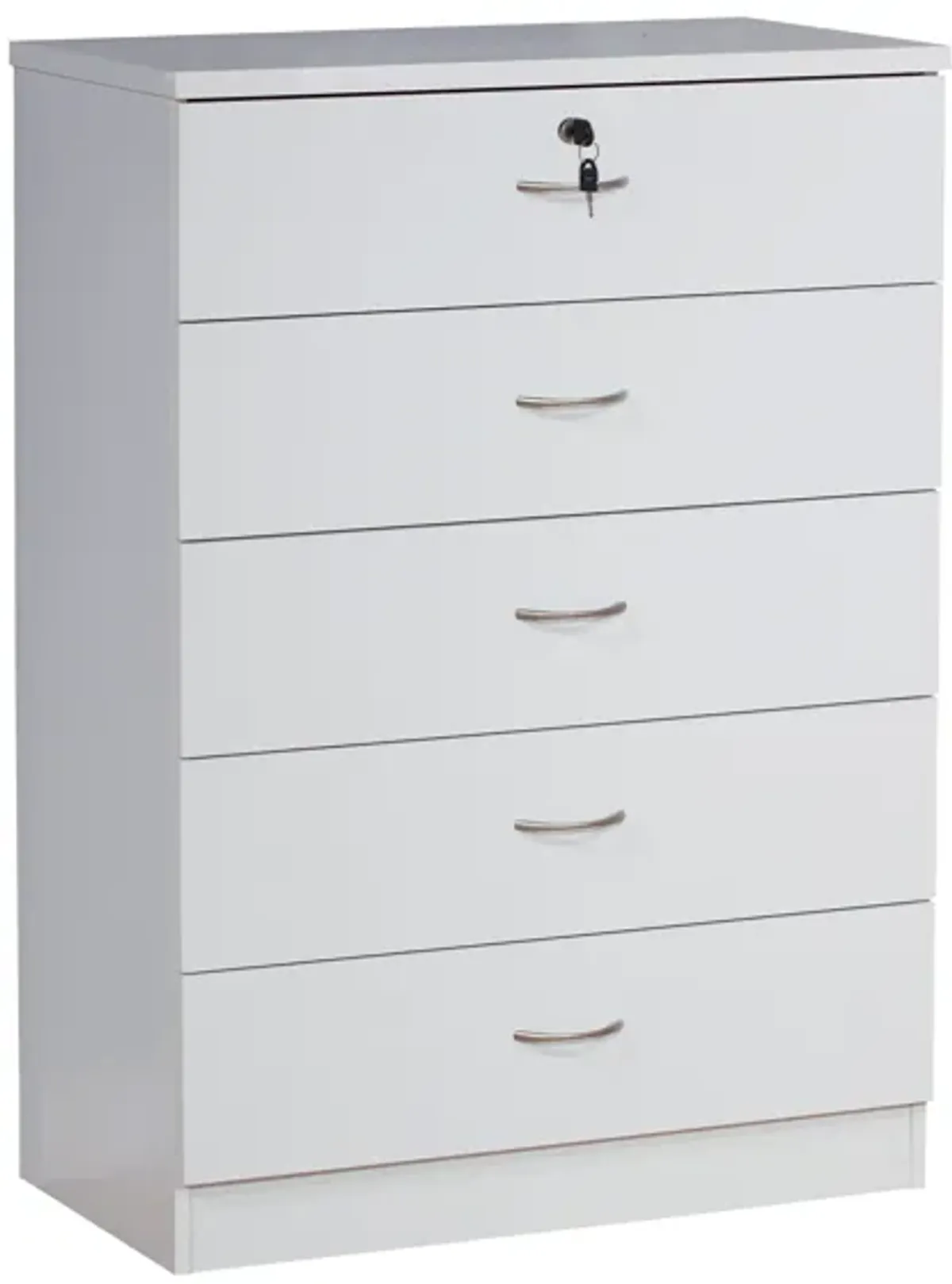 5 Drawer Chest With Lockable Top Drawer - White