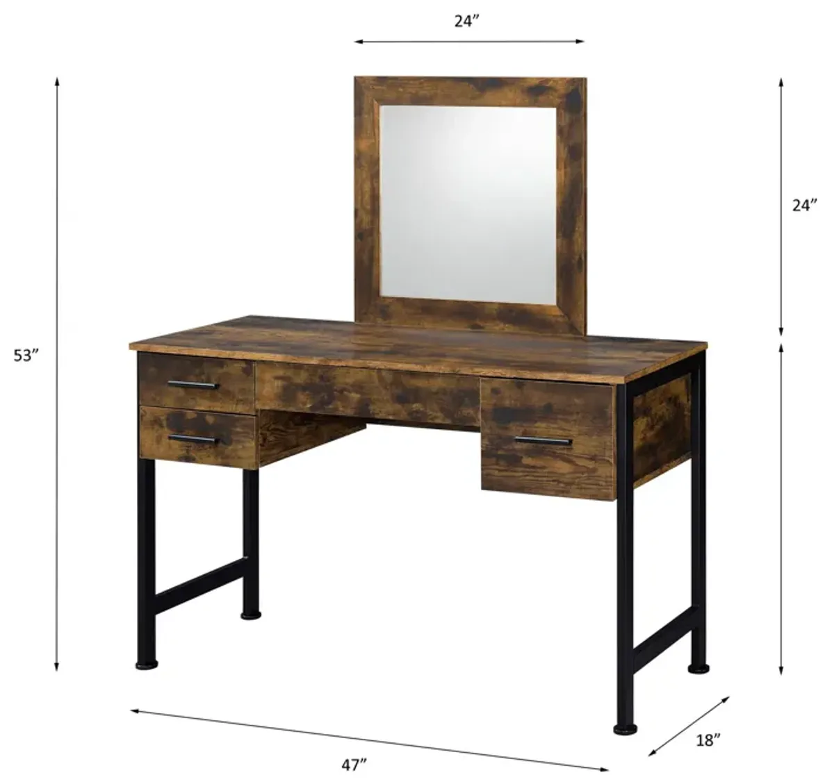 Juvanth - Rustic Vanity Desk Mirror - Oak