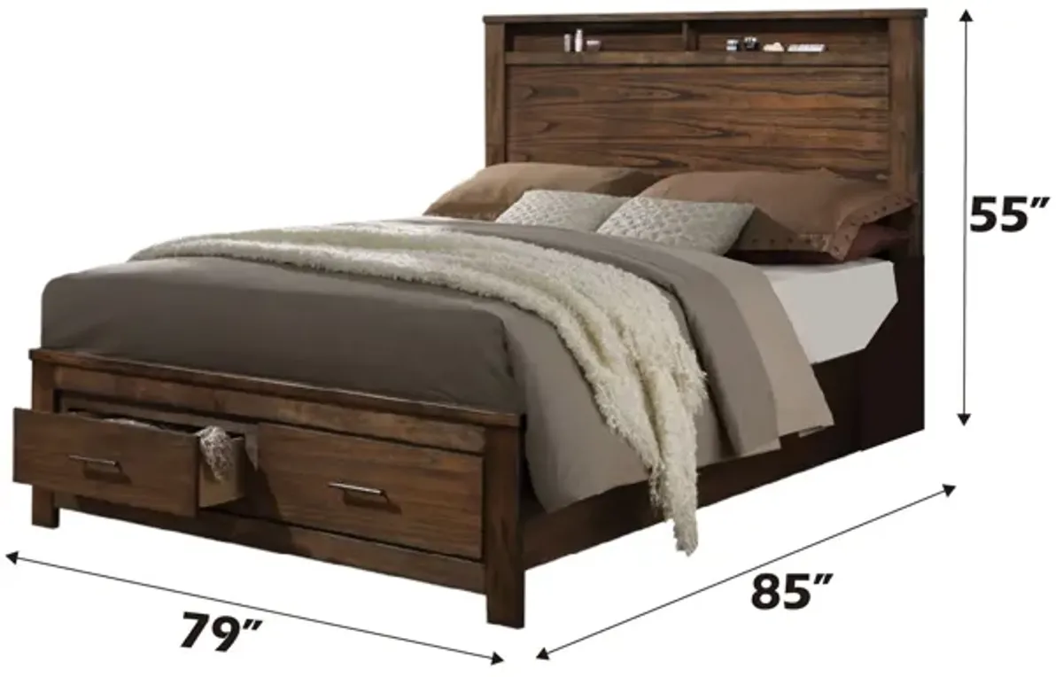 Merrilee - Eastern King Bed With Storage - Oak