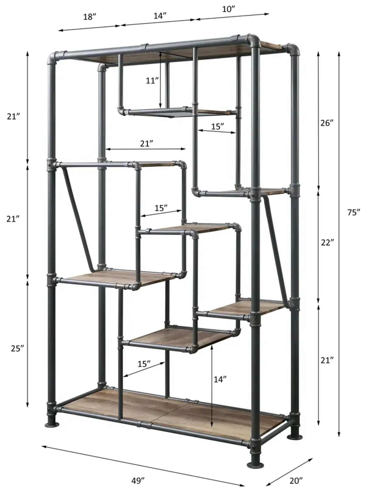 Brantley - Antique Bookshelf - Oak