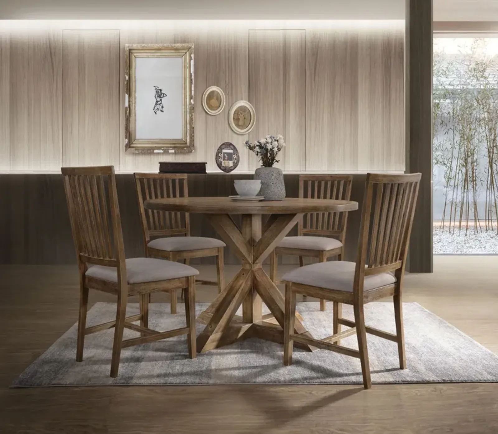 Wallace II - 5 Pieces Dining Room Set - Oak