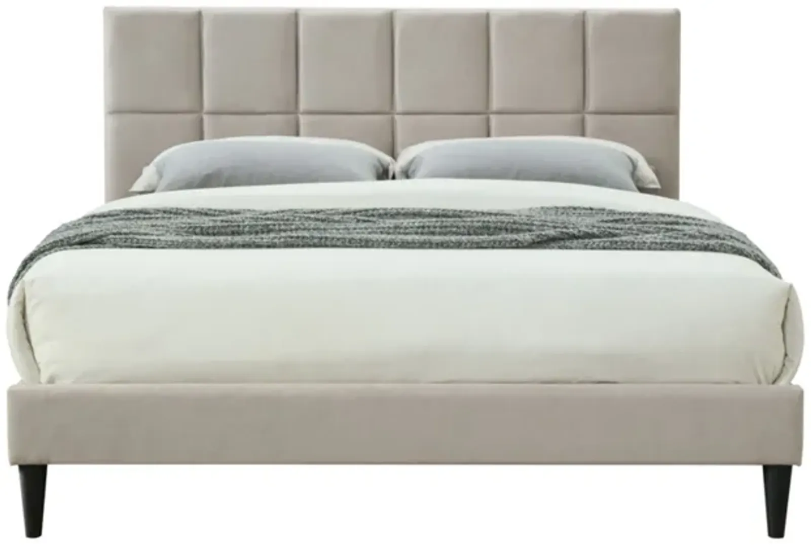 Full Sized Squares Bed In A Box With USB - Light Gray