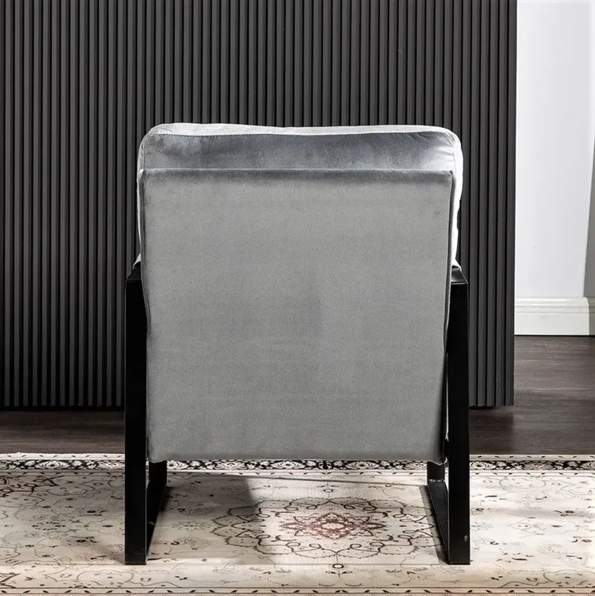 Classic Mid Century Modern Accent Chair With Durable Square Metal Frame, Armchair