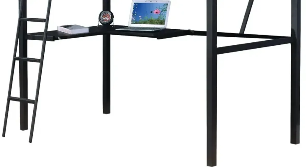 Senon - Twin Loft Bed With Desk - Black / Silver