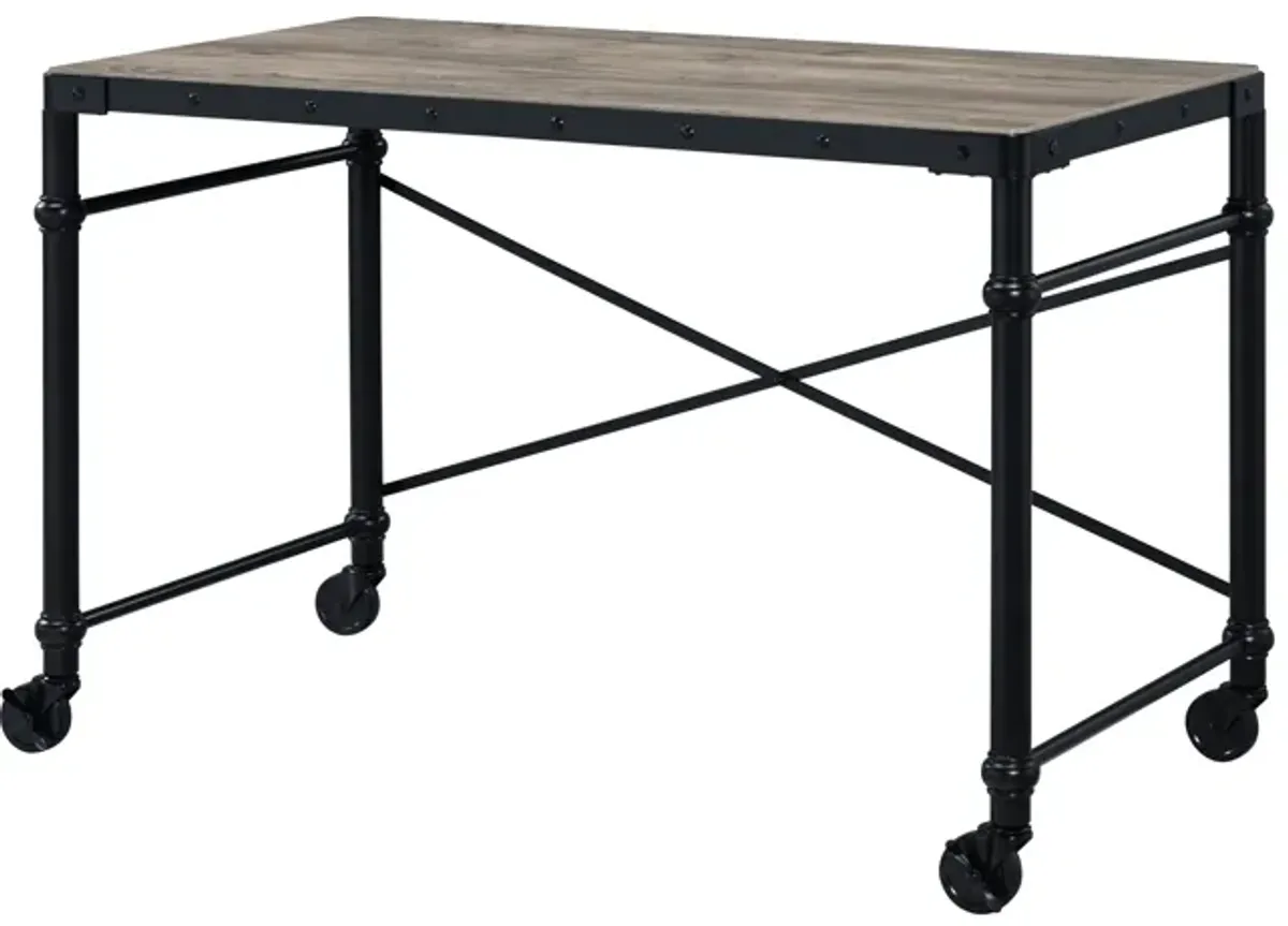 Oklarth - Rustic Writing Desk - Black / Oak