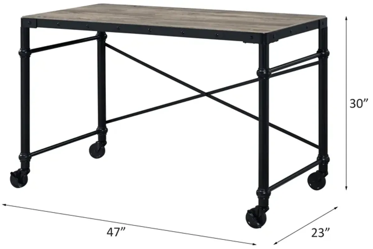 Oklarth - Rustic Writing Desk - Black / Oak