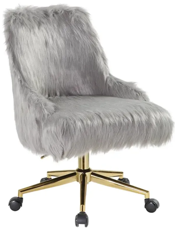 Arundell II - Faux Fur Office Chair - Gold / Gray
