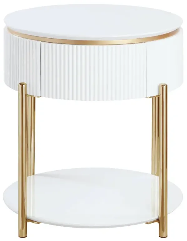 Daveigh - High Gloss End Table - Gold / White