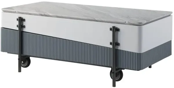 Wilkins - High Gloss Coffee Table With Lift Top - Gray / White