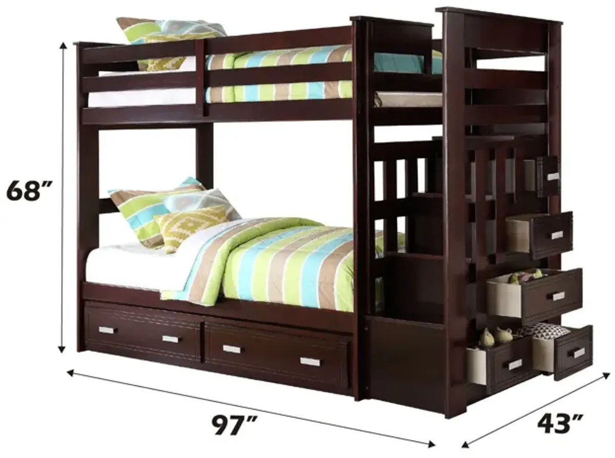 Allentown - Twin / Twin Bunk Bed With Trundle Storage - Espresso