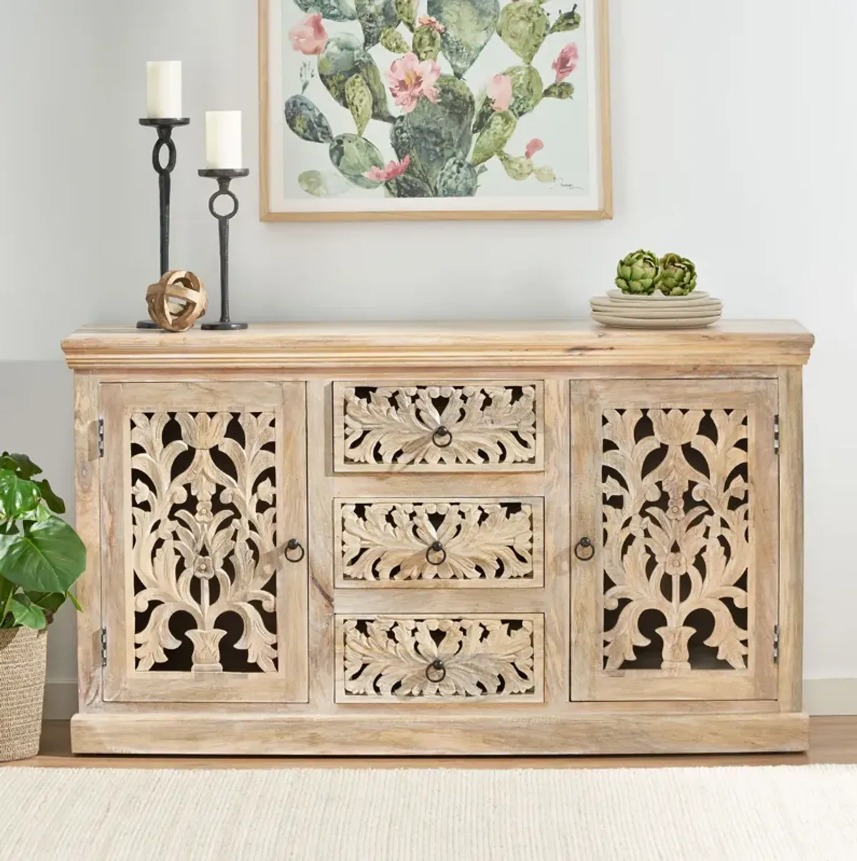 3 Drawer Sideboard Handcrafted - Antique White