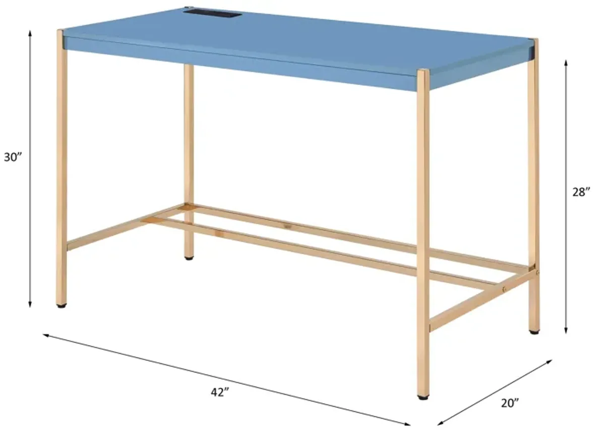 Midriaks - Writing Desk With USB - Gold / Navy Blue