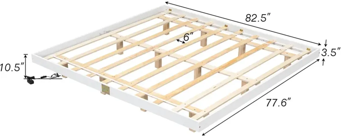 Floating Bed With Led Lights Underneath, Modern Queen Size Low Profile Platform Bed With Led Lights