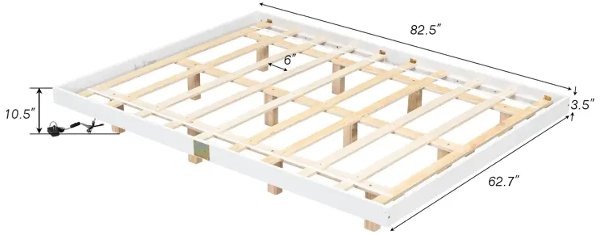 Floating Bed With Led Lights Underneath, Modern Queen Size Low Profile Platform Bed With Led Lights