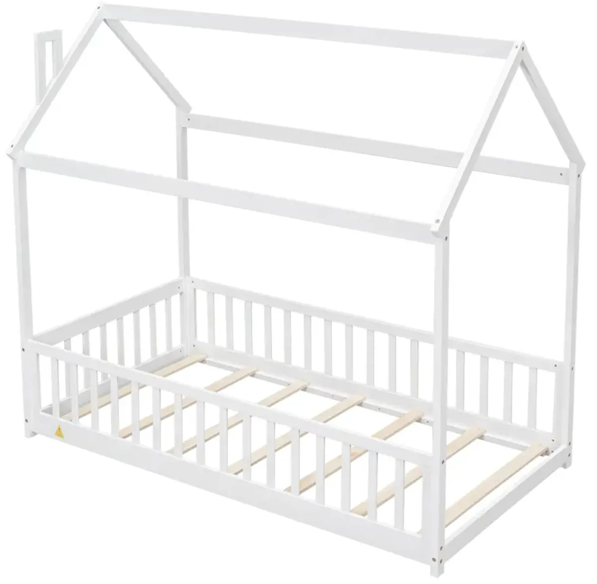 House Bed With Guardrails, Slats