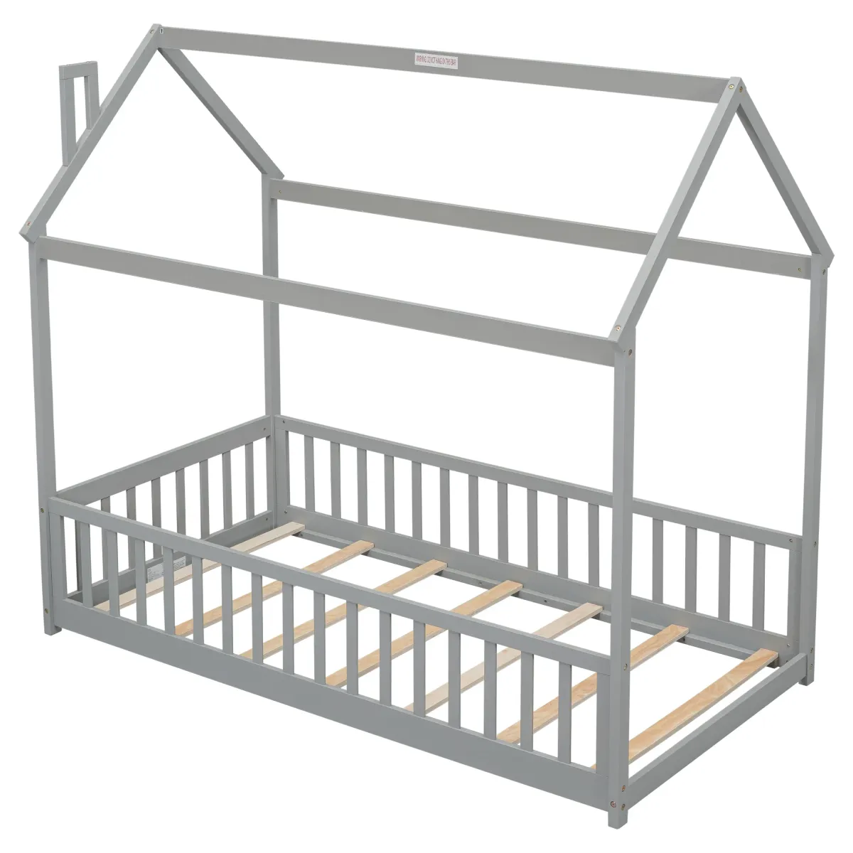 House Bed With Guardrails, Slats