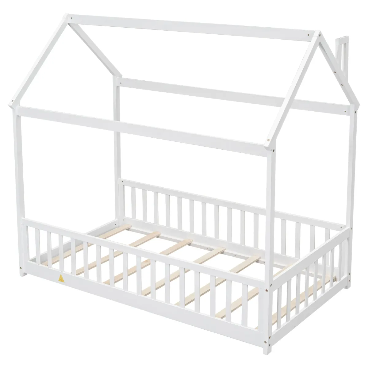 House Bed With Guardrails, Slats