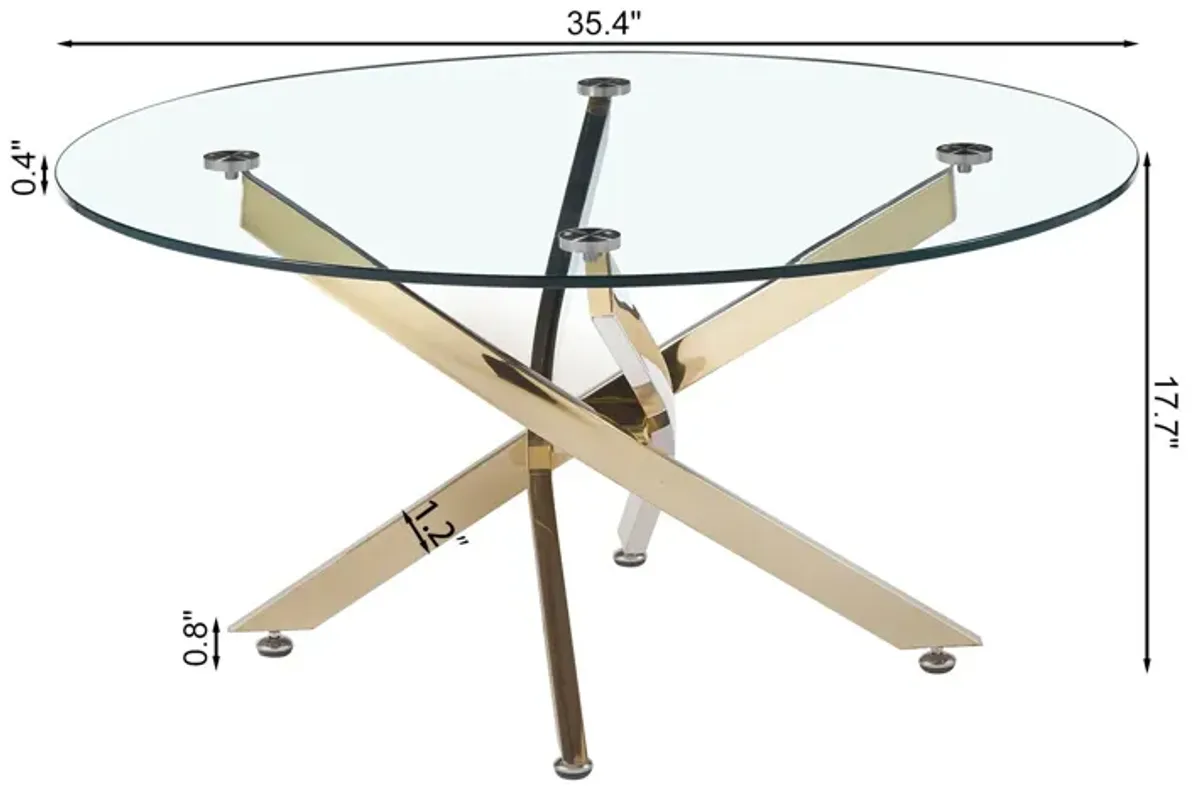 Modern Round Tempered Glass Coffee Table With Chrome Legs