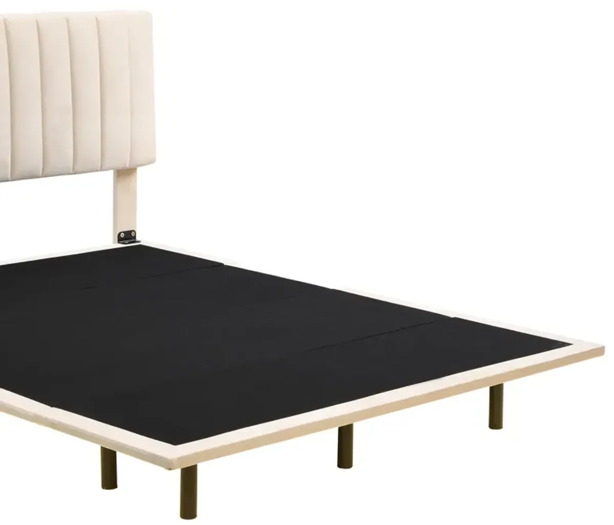 Upholstered Bed With Sensor Light And Headboard, Floating Velvet Platform Bed