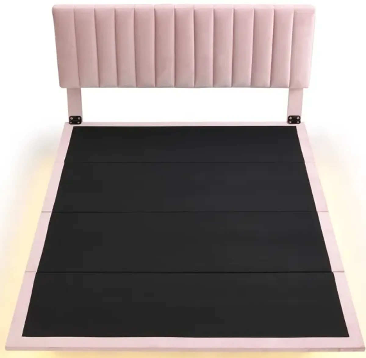 Upholstered Bed With Sensor Light And Headboard, Floating Velvet Platform Bed