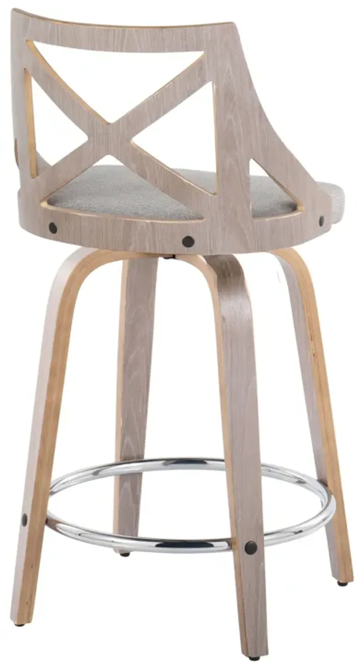 Charlotte - Farmhouse Fixed Height Counter Stool & Swivel With Round Footrest (Set of 2)