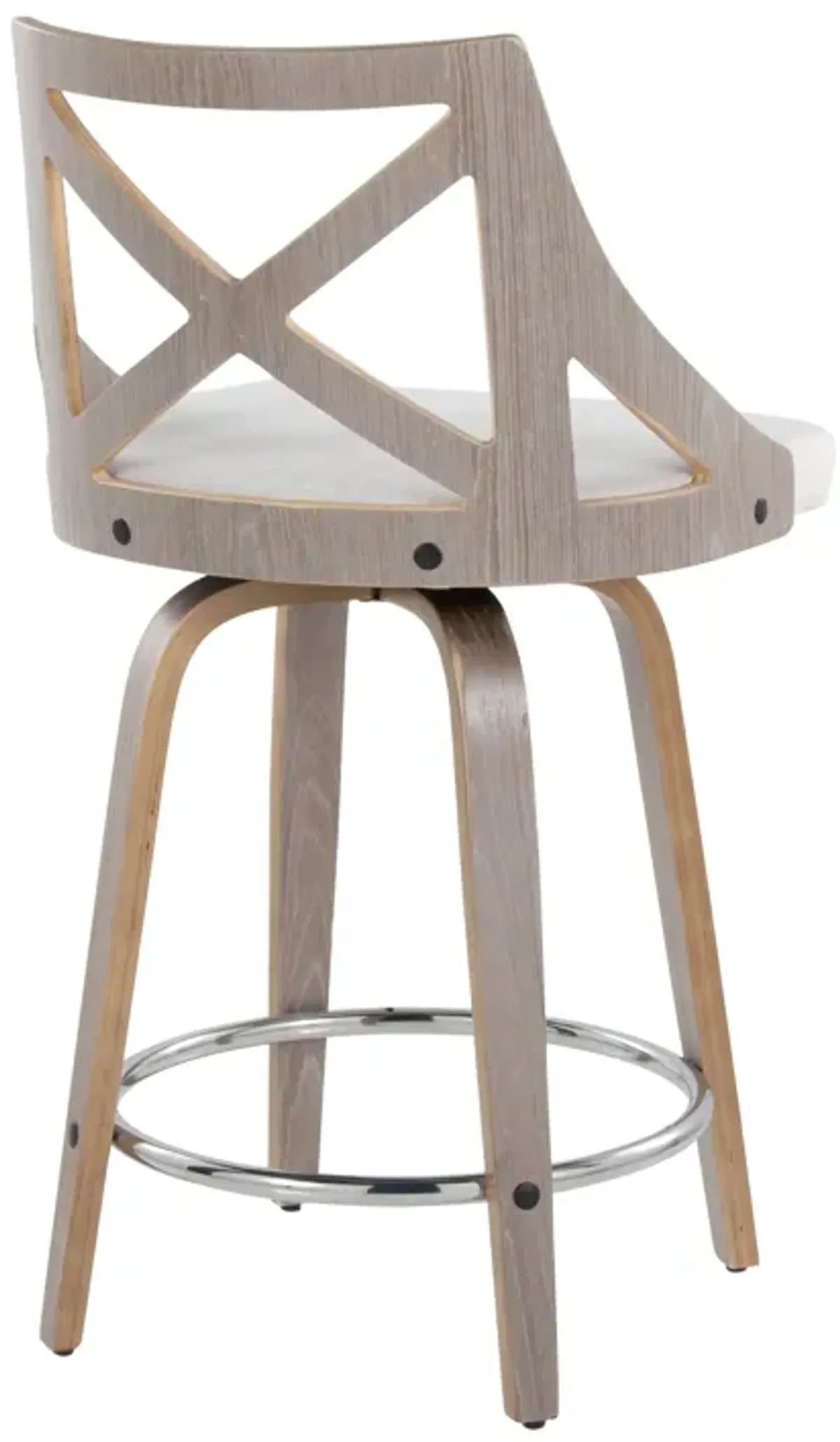 Charlotte - Farmhouse Fixed Height Counter Stool & Swivel With Round Footrest (Set of 2)