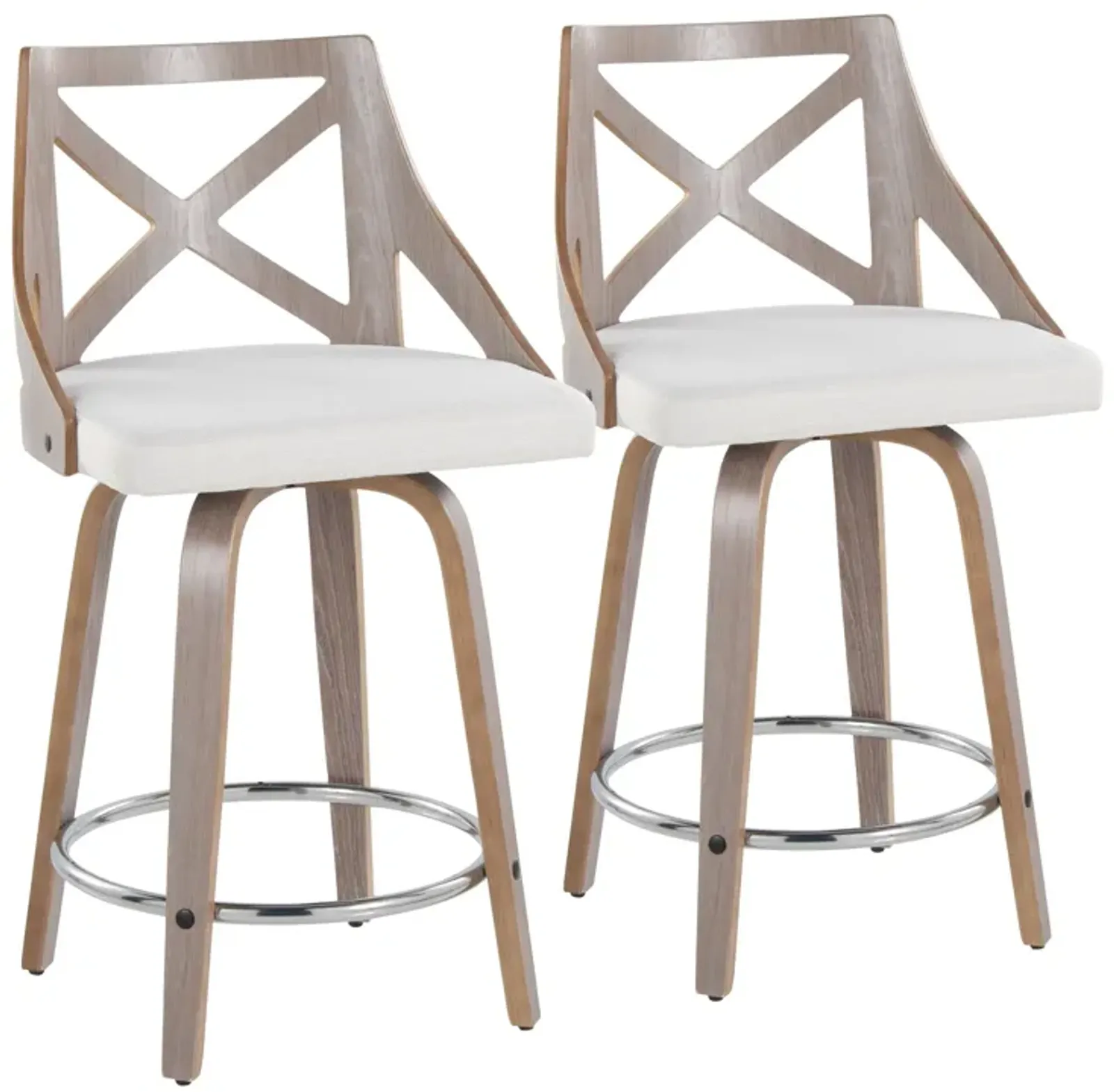 Charlotte - Farmhouse Fixed Height Counter Stool & Swivel With Round Footrest (Set of 2)