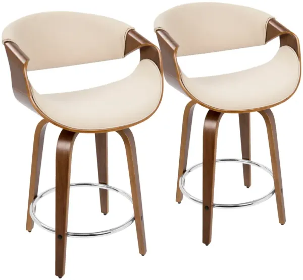 Curvini - Mid Century Modern Counter Stool (Set of 2)