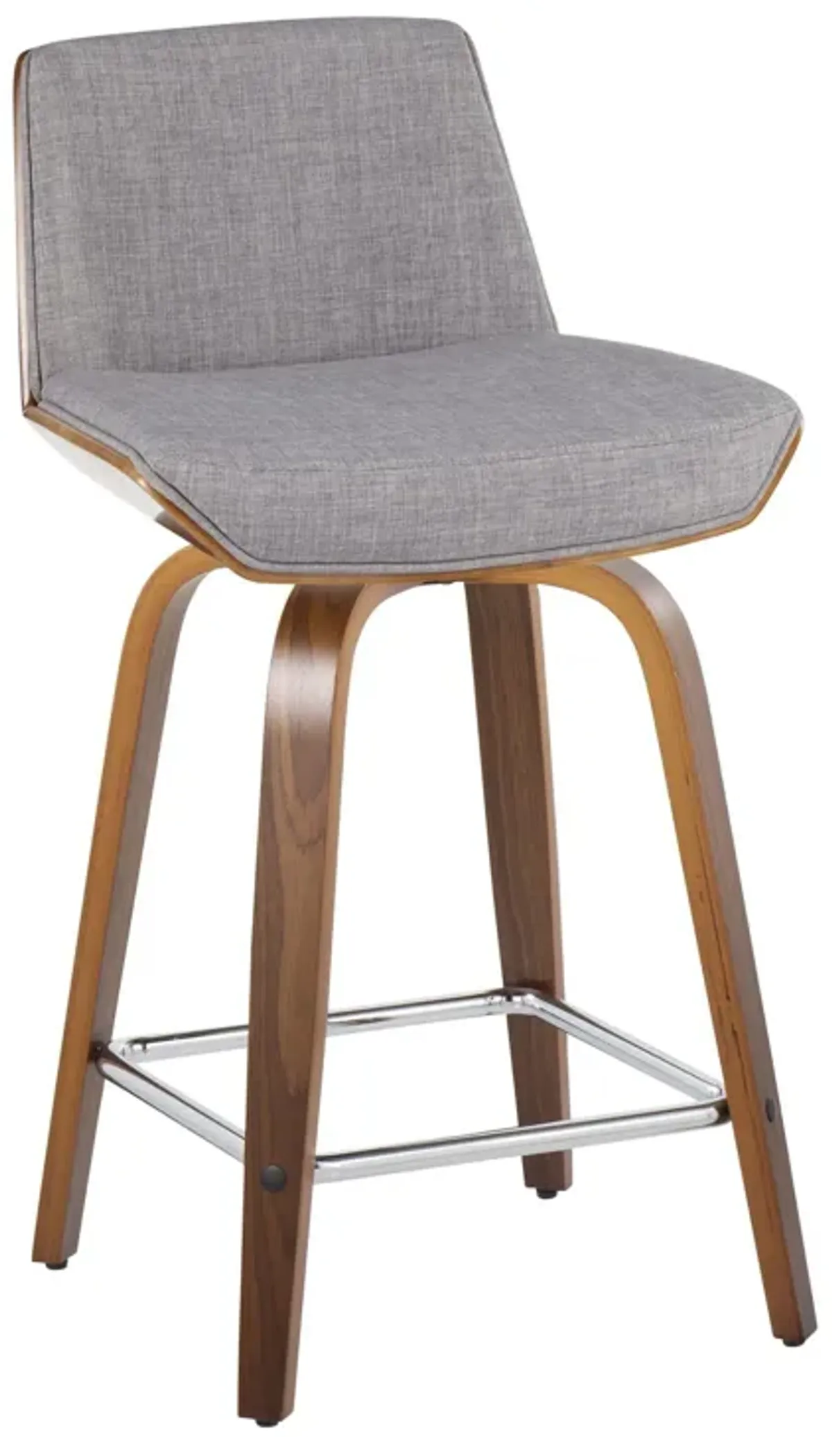 Corazza - Mid Century Modern Fixed Height Counter Stool With Swivel With Square Footrest (Set of 2)