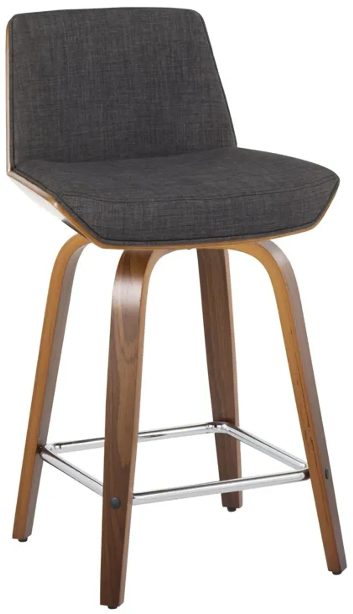 Corazza - Mid Century Modern Fixed Height Counter Stool With Swivel With Square Footrest (Set of 2)